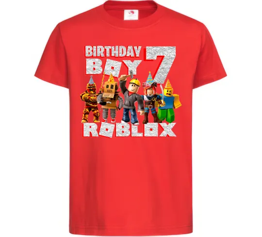 Дитяча футболка Roblox Birthday Boy 7 Червоний фото