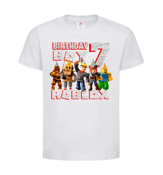 Дитяча футболка Roblox Birthday Boy 7 Білий фото