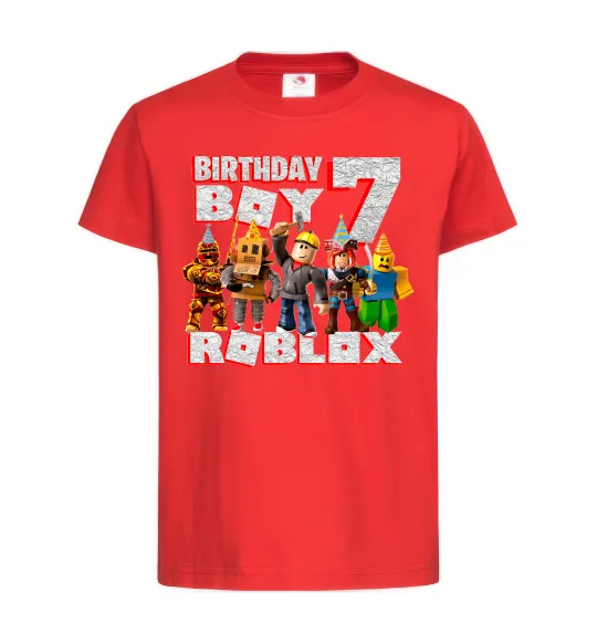 Дитяча футболка Roblox Birthday Boy 7 Червоний фото