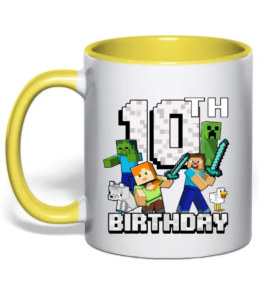 Чашка с цветной ручкой 10 років Майнкрафт Лимонный фото
