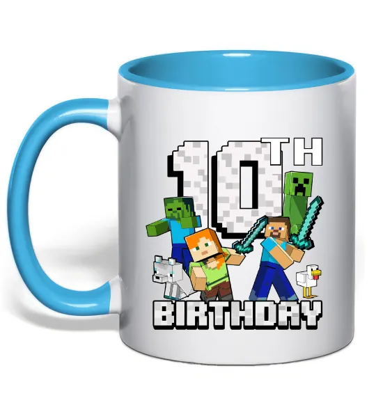 Чашка с цветной ручкой 10 років Майнкрафт Голубой фото