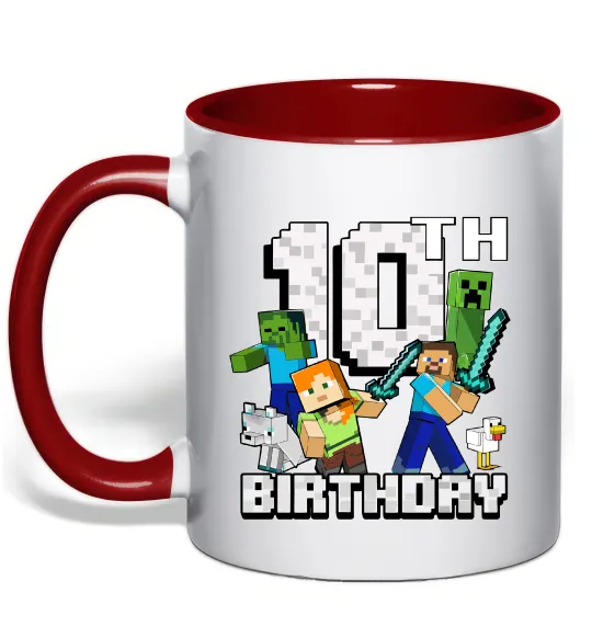 Чашка с цветной ручкой 10 років Майнкрафт Красный фото