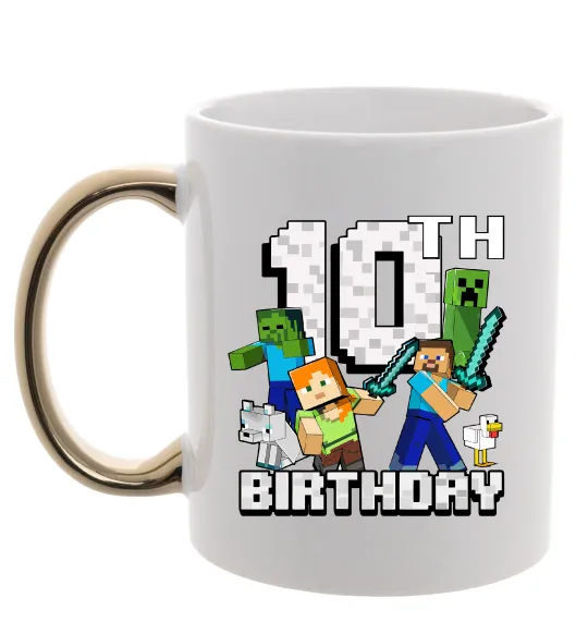 Чашка с цветной ручкой 10 років Майнкрафт Золото фото