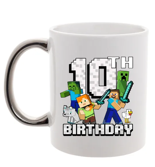 Чашка с цветной ручкой 10 років Майнкрафт Серебро фото