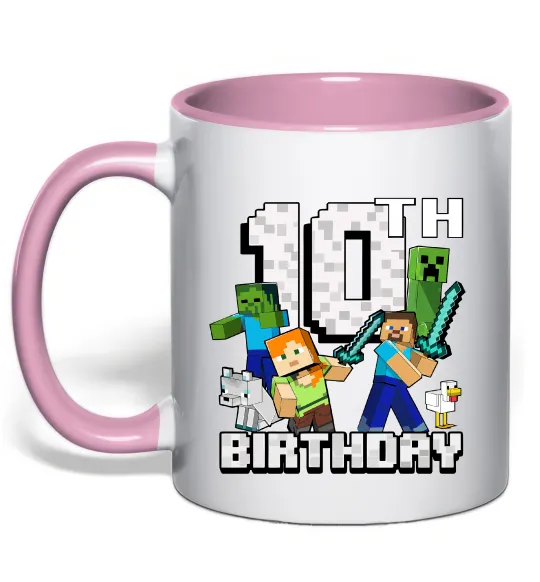 Чашка с цветной ручкой 10 років Майнкрафт Нежно розовый фото