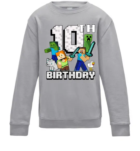 Дитячий світшот 10 років Майнкрафт Сірий меланж фото