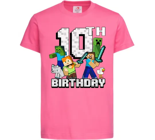 Дитяча футболка 10 років Майнкрафт Яскраво-рожевий фото