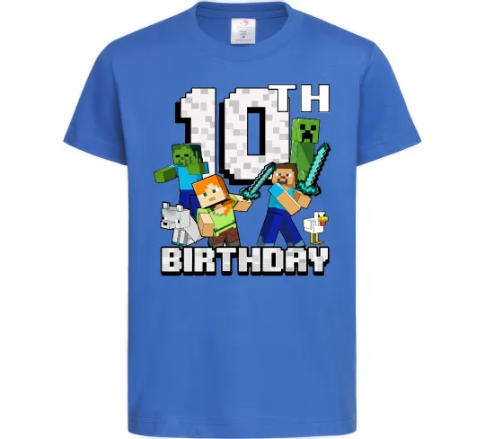 Дитяча футболка 10 років Майнкрафт Яскраво-синій фото