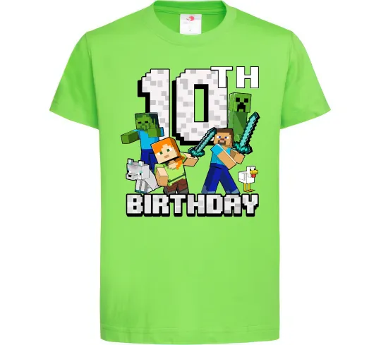 Дитяча футболка 10 років Майнкрафт Лаймовий фото
