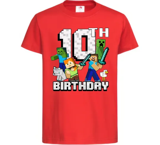 Дитяча футболка 10 років Майнкрафт Червоний фото