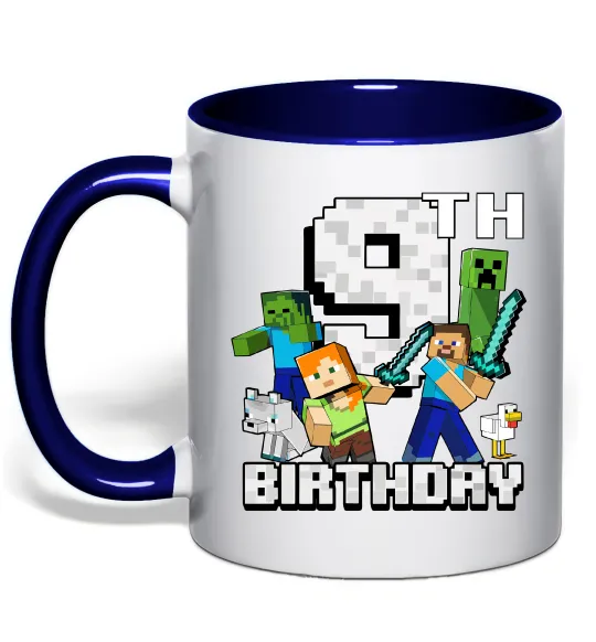 Чашка с цветной ручкой 9 років Майнкрафт Глубокий темно-синий фото