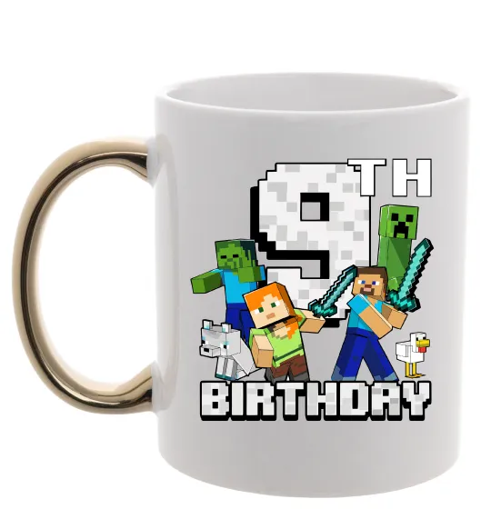 Чашка с цветной ручкой 9 років Майнкрафт Золото фото