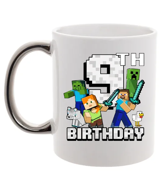 Чашка с цветной ручкой 9 років Майнкрафт Серебро фото