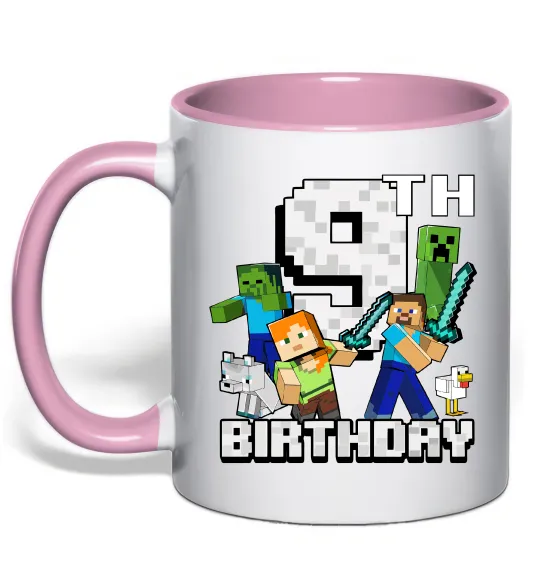 Чашка с цветной ручкой 9 років Майнкрафт Нежно розовый фото