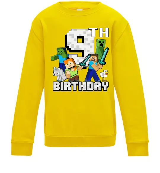 Детский Свитшот 9 років Майнкрафт Солнечно желтый фото