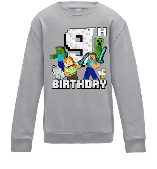 Детский Свитшот 9 років Майнкрафт Серый меланж фото
