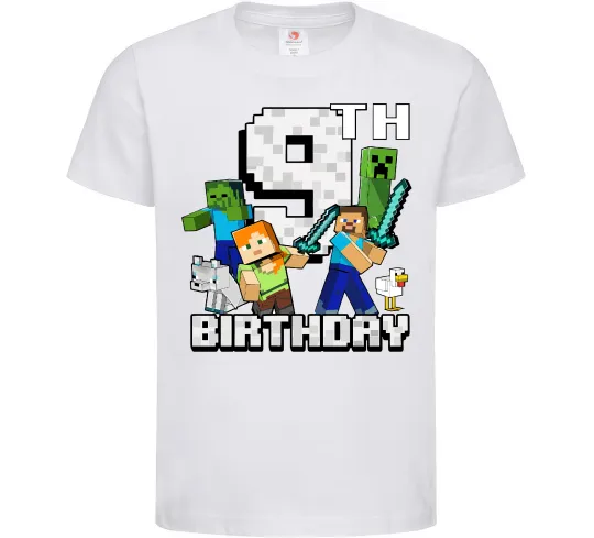 Детская футболка 9 років Майнкрафт Белый фото