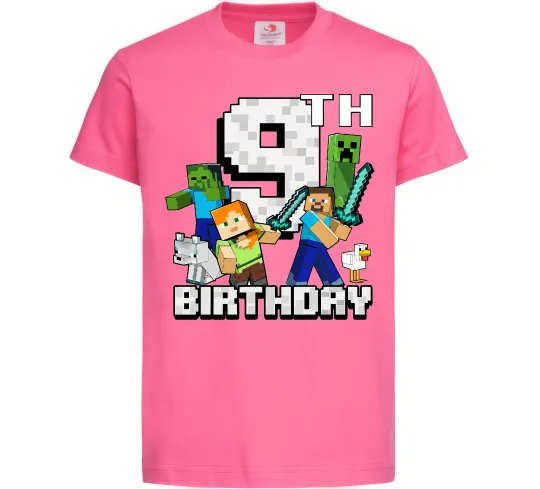 Детская футболка 9 років Майнкрафт Ярко-розовый фото