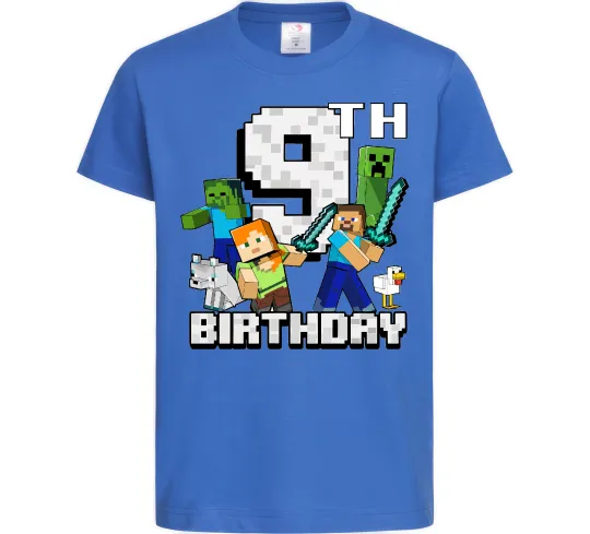Детская футболка 9 років Майнкрафт Ярко-синий фото