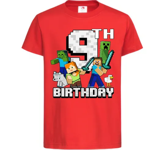 Детская футболка 9 років Майнкрафт Красный фото