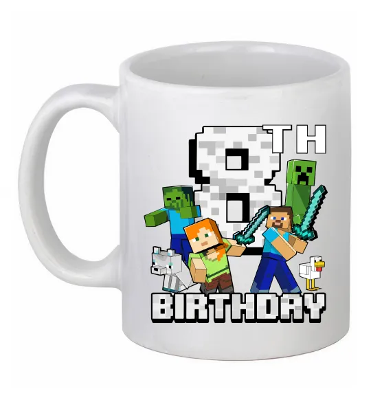 Чашка керамическая 8 років Майнкрафт Белый фото