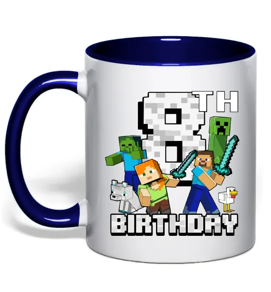 Чашка с цветной ручкой 8 років Майнкрафт Глубокий темно-синий фото