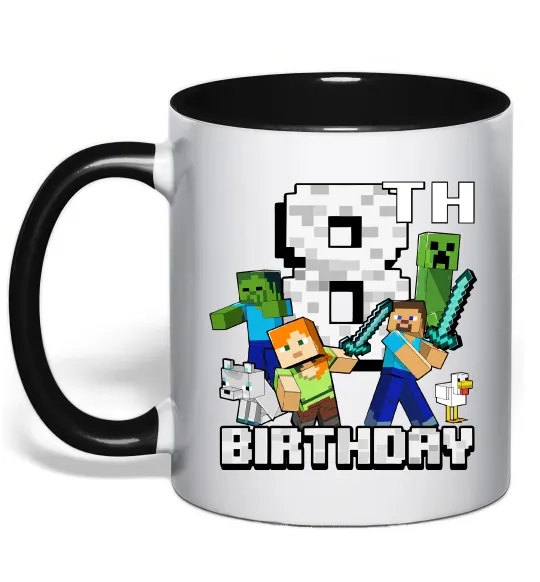 Чашка с цветной ручкой 8 років Майнкрафт Черный фото