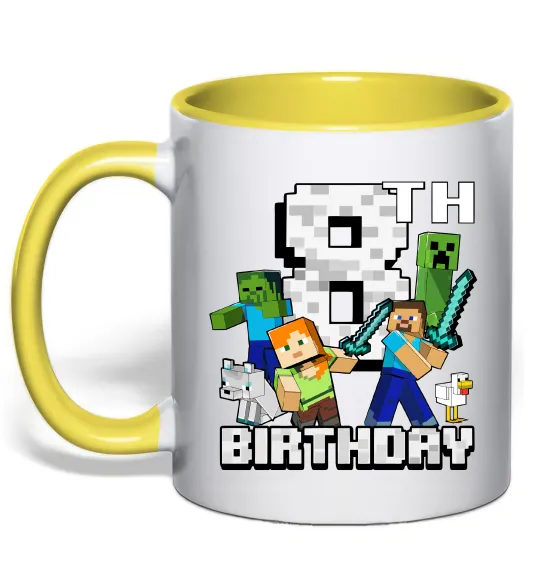 Чашка с цветной ручкой 8 років Майнкрафт Лимонный фото