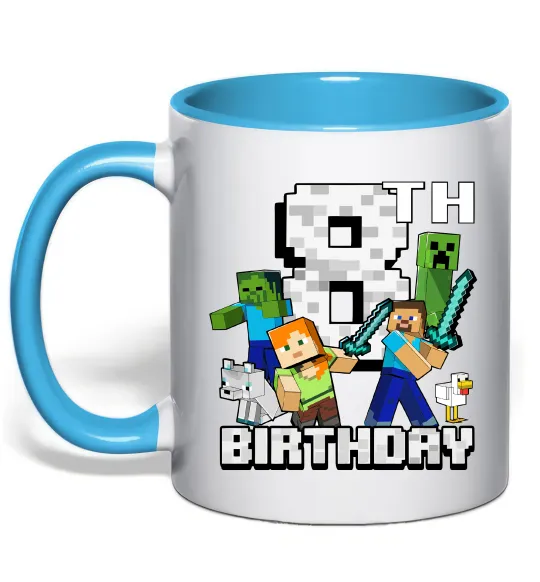 Чашка с цветной ручкой 8 років Майнкрафт Голубой фото