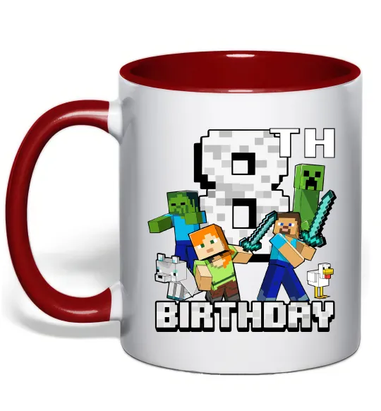 Чашка с цветной ручкой 8 років Майнкрафт Красный фото