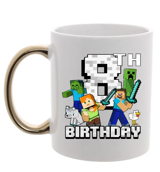 Чашка с цветной ручкой 8 років Майнкрафт Золото фото