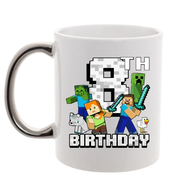 Чашка с цветной ручкой 8 років Майнкрафт Серебро фото