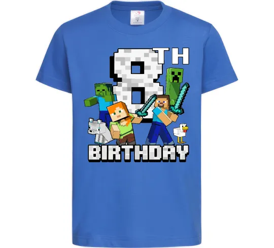 Детская футболка 8 років Майнкрафт Ярко-синий фото