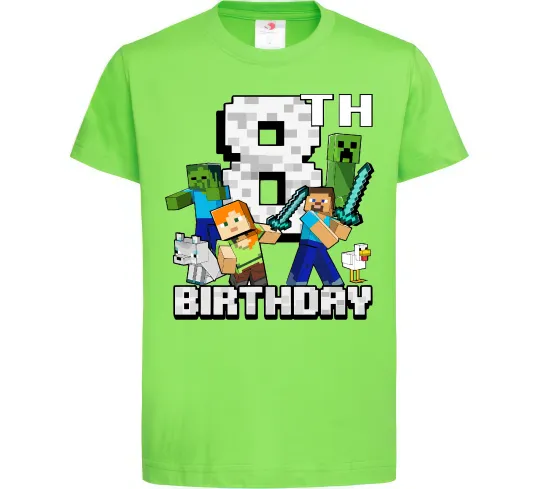 Детская футболка 8 років Майнкрафт Лаймовый фото