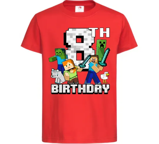 Детская футболка 8 років Майнкрафт Красный фото