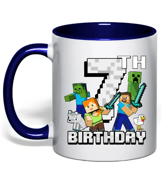 Чашка с цветной ручкой 7 років Майнкрафт Глубокий темно-синий фото