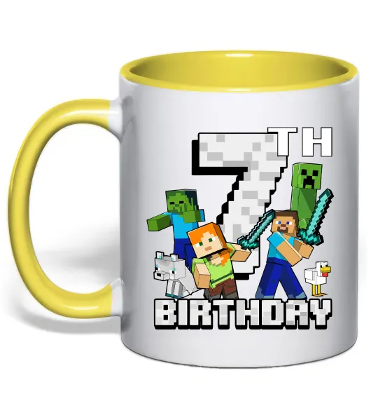 Чашка с цветной ручкой 7 років Майнкрафт Лимонный фото