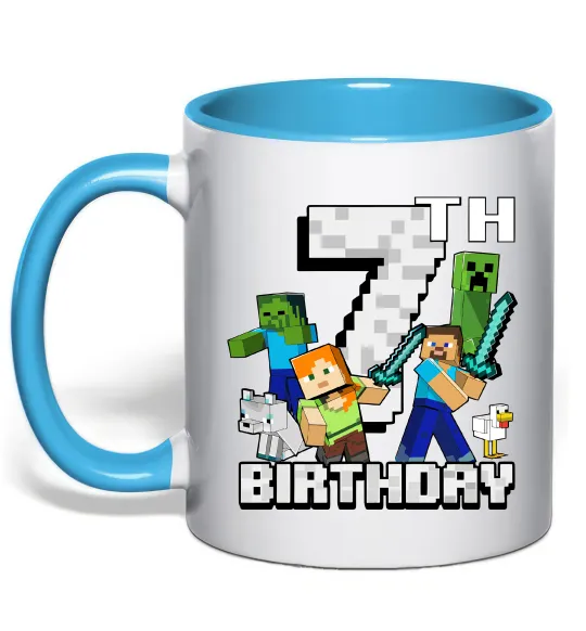 Чашка с цветной ручкой 7 років Майнкрафт Голубой фото