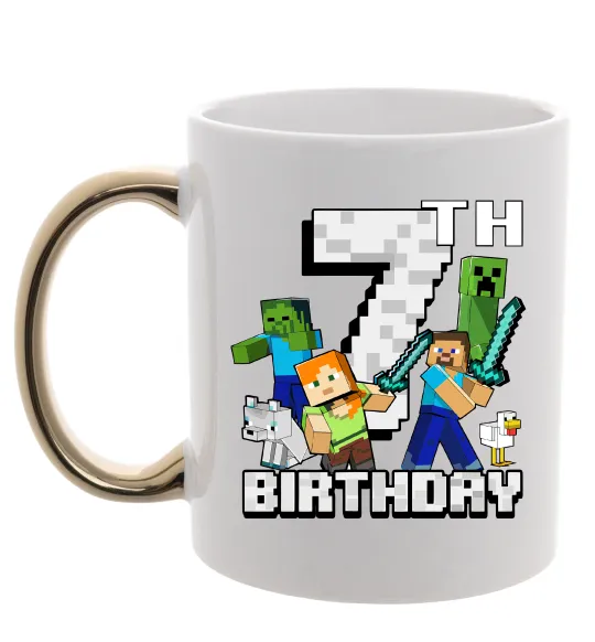 Чашка с цветной ручкой 7 років Майнкрафт Золото фото