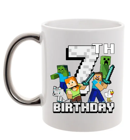 Чашка с цветной ручкой 7 років Майнкрафт Серебро фото