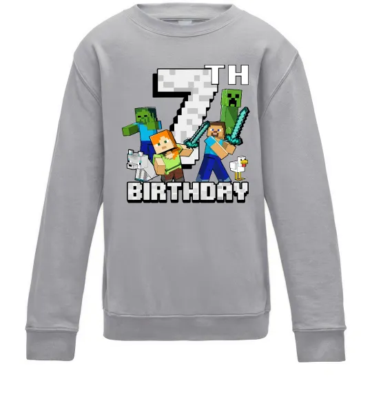 Детский Свитшот 7 років Майнкрафт Серый меланж фото