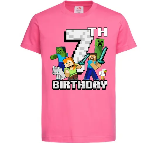 Детская футболка 7 років Майнкрафт Ярко-розовый фото