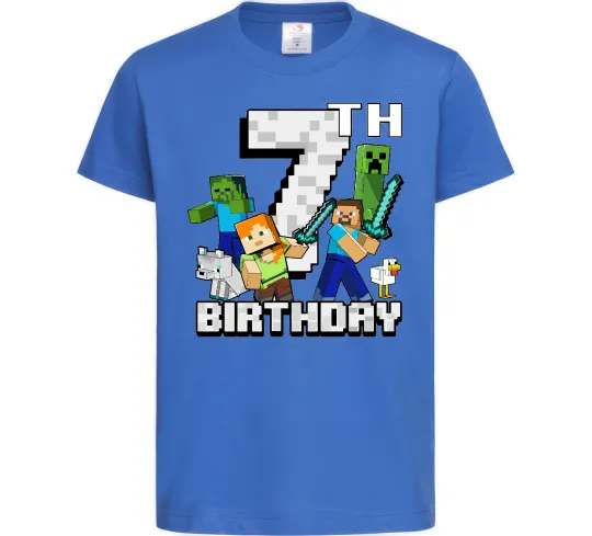 Детская футболка 7 років Майнкрафт Ярко-синий фото