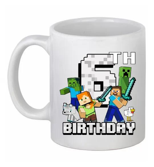 Чашка керамическая 6 років Майнкрафт Белый фото