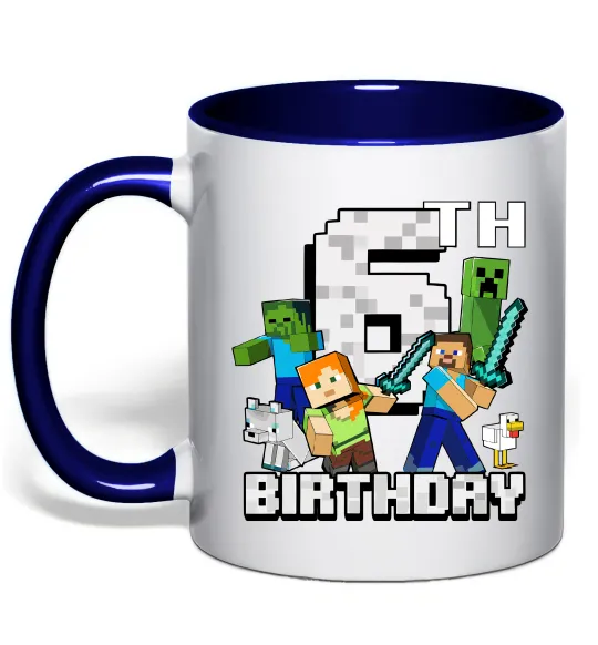 Чашка с цветной ручкой 6 років Майнкрафт Глубокий темно-синий фото