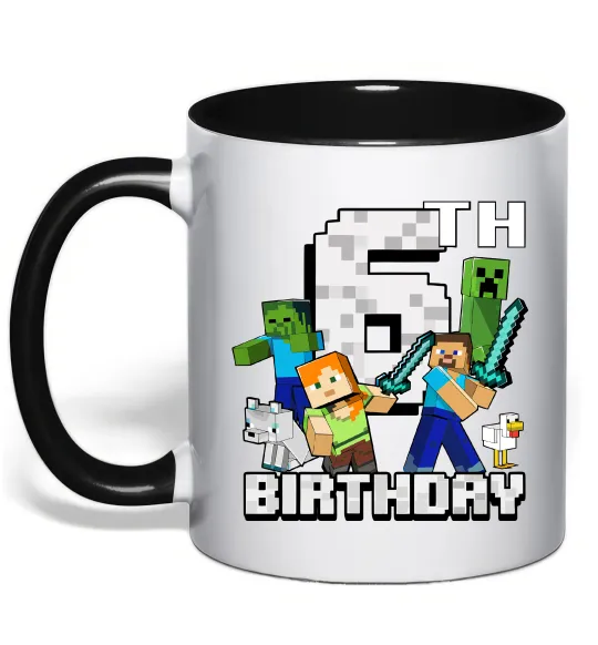 Чашка с цветной ручкой 6 років Майнкрафт Черный фото