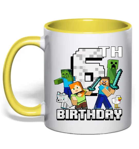 Чашка с цветной ручкой 6 років Майнкрафт Лимонный фото