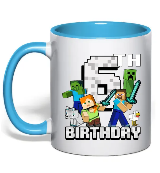 Чашка с цветной ручкой 6 років Майнкрафт Голубой фото