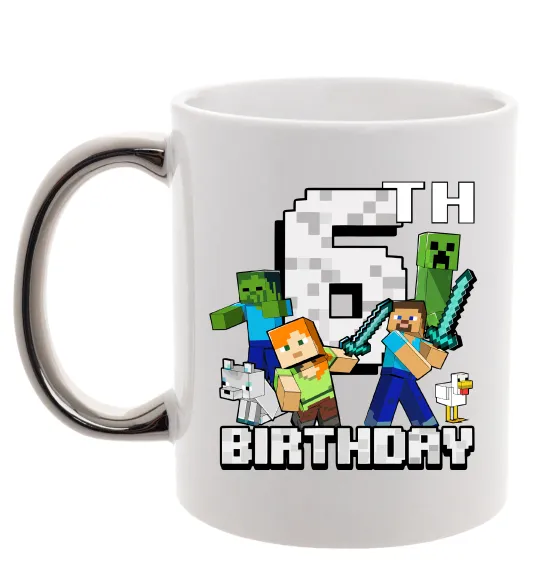 Чашка с цветной ручкой 6 років Майнкрафт Серебро фото