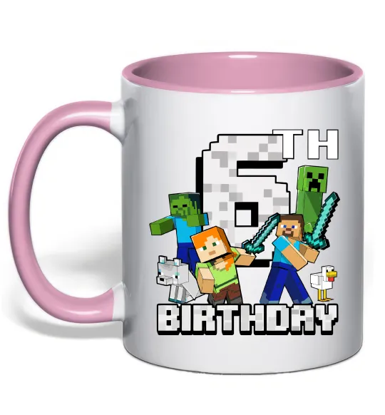 Чашка с цветной ручкой 6 років Майнкрафт Нежно розовый фото